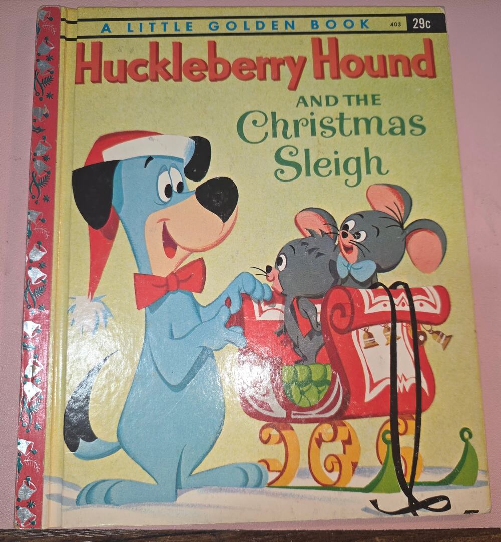 1960 Huckleberry Hound Christmas Sleigh with red bindings